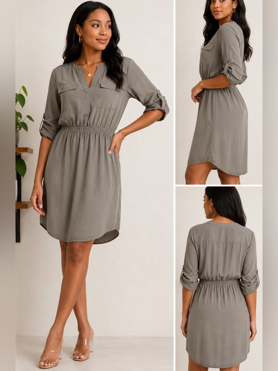 Mossimo Supply Co. Dresses & Skirts - Mossimo Olive Green Utility Shirt Dress Women’s Size Large Roll Tab Sleeve